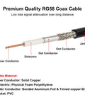 Cross-section of Low Loss RG58 Coax Cable With Right Angle PL259 Male To Male For CB Radio And HAM Gear 12 Ft Antenna Jumper