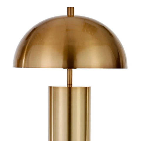 27 Inch Tall Brass Table Lamp With Metal Dome Shade For Nightstand Or Desk, Durable Metal Construction, Focused Downlight