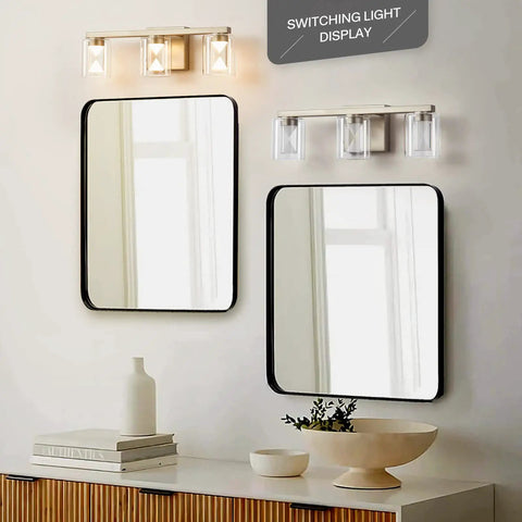 Dimmable 3 Light Bathroom Vanity Light Over Mirror, Adjustable LED Fixtures, Sleek Modern Brushed Nickel Wall Sconces