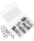 Stainless Steel E Shaped Circlip Retaining Ring Kit With Storage Case 300 Pcs No Brainer Rust Resistant 304 Stainless Steel Open Split Washers For Shafts And Machinery, clear case with assorted rings