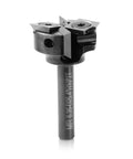 Front view of CNC Spoilboard Surfacing Router Bit With One Quarter Inch Shank And One Inch Cutting Diameter Four Flute Insert Carbide Wood Planer