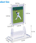 Product dimensions of Magnetic Trading Card Holders 4 Pack With Acrylic Stands For MTG Sports Baseball Football And Game Cards Display And Storage Durable Card Protectors For Collectors And Fans shown.