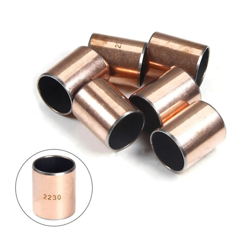 6 Pack Tough As Nails Sleeve Bearings With A Dead On 22 Mm Bore And 25 Mm Outer Diameter Plus 30 Mm Run Length Oil Free Plain Bushings stacked.