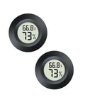 Two Pack Mini Hygrometer Thermometer Round Indoor Outdoor Humidity Meter With Digital Readout And Fahrenheit Celsius Switch, Accurate Humidity And Temperature Readings For Home Office Greenhouse, black