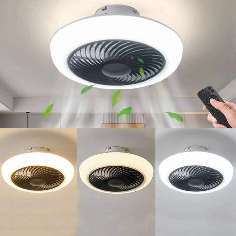 Remote Control Ceiling Fan With Lights, 72W Dimmable Flush Mount Ceiling Fan With LED Light, Three Color Temps, Remote Shown