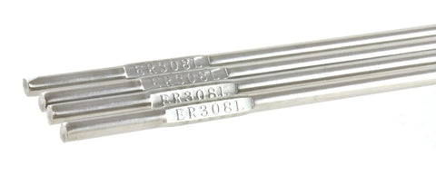 Close-up of ER308L TIG Stainless Steel Welding Rod 36 Inch Long By Three Thirty Second Inch Diameter 10 Lb Pack for 304L 308L.