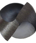 Close-up of cutting edge on 1 Inch By 12 Inch HSS Extra Long Drill Bit With Half Inch Shank For General Purpose Drilling A Heavy Duty High Speed Steel Bit With Tough Wear Resistance Black Oxide Coating For Lubricity And Coolant Proximity At The Cutting Edge.