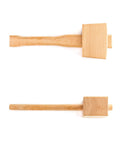 Wooden Mallet 9.5 Inch Beech Hammer For Ice Crushing And Chisels Woodworking Hand Tool with smooth grip shown from side and top angles