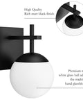 Mid Century Modern Black Wall Sconce With Milky Glass Shade 1 Light Indoor Wall Lamp matte black finish and glass globe detail