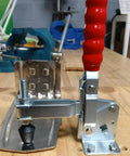 Heavy Duty Vertical Toggle Clamp U Bar Jaw Flanged Handle 750 Lb Holding Power Carbon Steel close-up on workbench