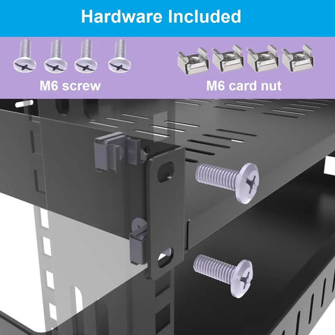 1U Universal Server Rack Shelf For 19-Inch Racks, 10-Inch Deep, Steel Ventilated Cantilever Tray, M6 screw and nut hardware