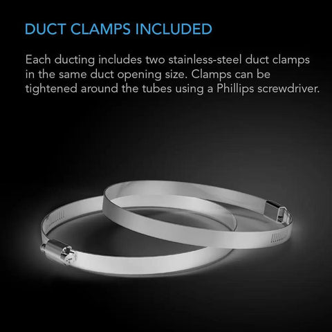 Stainless-steel duct clamps included with Eight Inch Aluminum Ducting With Four Layer Protection Heavy Duty Flexible Vent Hose