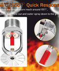 Built Tough 6 Piece Pendent Fire Sprinkler Heads 3/4 Inch 155 Degree Quick Response Brass Bodies With NPT Thread close-up showing glass bulb and sprinkling mechanism.