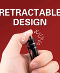 Close-up of hand clicking a black retractable pen, illustrating the 30 Pack Black Retractable Gel Pens 0.7mm Fine Point Quick Dry Ink No Smudge No Bleed Through Comfort Grip Smooth Writing For School, Office, And Home Everyday Use