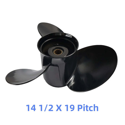 Mercury Fourteen And A Half By Nineteen Outboard Propeller With Hub Kit Three Blade Right Hand Pitch Nineteen Fifteen Spline Fits Black Max