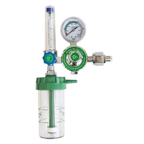 Oxygen Pressure Regulator Inhaler With Pro Grade Buoy Type Female Thread And Tube O2 Flow Meter Gauge Portable Gas Reducer, brass gauge