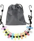 Retractable Portable Clothesline For Travel And Home with 12 clips and grey waterproof bag for indoor and outdoor use