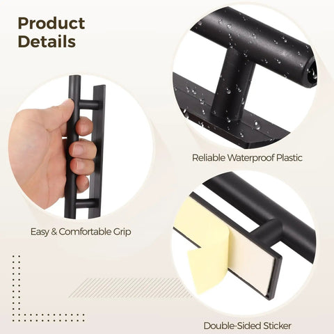 30 Pack Peel And Stick Cabinet Handles For Kitchen, Closet And More 6 Inch Self Adhesive Drawer Pulls Plastic No Drill Install Includes 60 Stickers For A Quick Budget Friendly Home Makeover And Cohesive Look; black plastic, waterproof, double-sided sticker