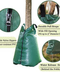20 Gallon Slow Release Tree Watering Bags Pack Of 3 For Deep Root Hydration And Easy Drip Irrigation shown with zipper and hose opening.