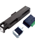 High Precision Single Axis Linear Stage With Beefy Steel Base And Tight 0.01mm Repeatability For Smooth CNC Machining And 3D Printing Includes Plug And Play 100W Servo Drive Kit parts including linear stage and motor.
