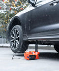 Electric Car Jack 5 Ton 12V Floor Hydraulic Lift With Built In Tire Pump Dual Motors Fast 17.7 Inch Lift Auto Stop Self Locking Stand
