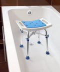 Heavy Duty Shower Chair With Backrest For Inside Shower Nonslip Bath Stool With Drain Holes Aluminum Frame in bathtub
