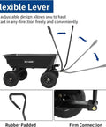 Heavy Duty Poly Yard Dump Cart With Flat Free 10 Inch Tires featuring 180 Degree Rotating Handle for easy maneuverability.