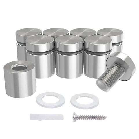 Twenty Pack Stainless Steel Standoff Screws Three Quarter Inch Diameter By Three Quarter Inch Length For Acrylic Sign Mounting Hardware With Brushed Nickel Finish Corrosion Resistant Includes All Hardware For Easy DIY Install