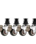 Four Pack One And A Half Inch Furniture Casters Set Stainless Steel Silent Brake Wheels For Universal Square Tube Stands