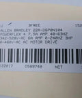 Label of PowerFlex 4 VFD Motor Drive For 3HP 460V AC Systems, 0-460V Output, 48-63 Hz Input, showing specifications and barcode.