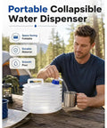 Man using Two 2.6 Gallon Collapsible Water Container With Leak Proof Spigot For Camping And Outdoor Adventures BPA Free