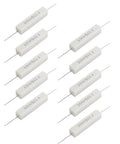 Rock Solid 10 Pack 10 Watt 5 Ohm Cement Resistors Heavy Duty Wirewound Ceramic Power Resistors With 5 Percent Tolerance for projects.