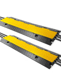 Ramp-3 Channel Rubber Floor Cord Concealer Rugged Heavy Duty Cable Protector For Wires Hoses And Pipes, Black and Yellow