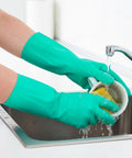 Twelve Pairs Of Heavy Duty Nitrile Work Gloves Shielding Hands From Tough Chemical Oil And Solvent Hazards With Puncture Resistant Fit For Tackling Nasty Engine Jobs And Deep Home Cleans used for washing dishes.