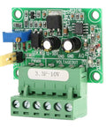 High Precision Plug And Play PWM To 0 To 10V Analog Converter For PLCs With 3.3V Input And Reverse Polarity Protection displaying terminals