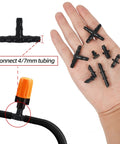 WISSXNA 300pcs irrigation fittings kit for 1/4 inch tubing; includes elbows, tees, end plugs, plastic 4-way connector