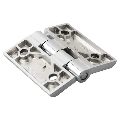 Rotating Concealed Door Hinges 1 Pack, Zinc Alloy Butt Hinge, Silver Aluminum Finish, shown flat with mounting holes
