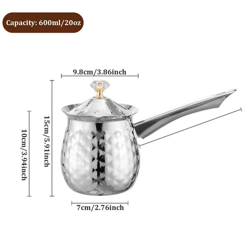 Stainless Steel Turkish And Arabic Coffee Pot 600ml 20oz Cezve Briki Ibrik With Eagle Spout Comfortable Handle Dustproof Lid