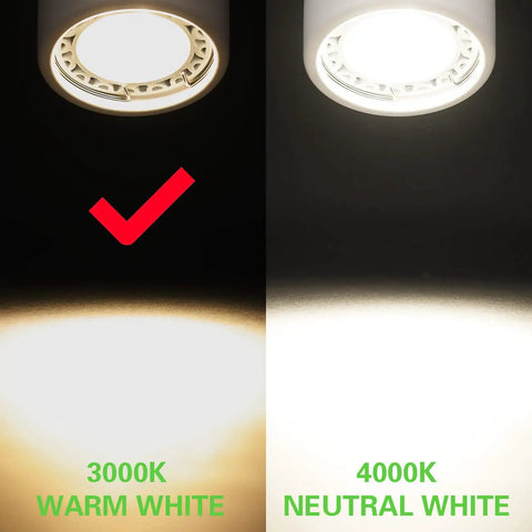 7W Dimmable LED Track Lighting Heads for H Type Track Rail, 12 Pack, 3000K warm white vs 4000K neutral white light comparison