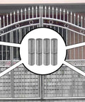 Heavy Duty Weldable Barrel Hinges 4 Inch Length 1 Inch Barrel Gate Hinges With Ball Bearing Detachable Design For Swing Doors Trailers Ramp Gates And Metal Gates 4 Pack against a metal gate backdrop.
