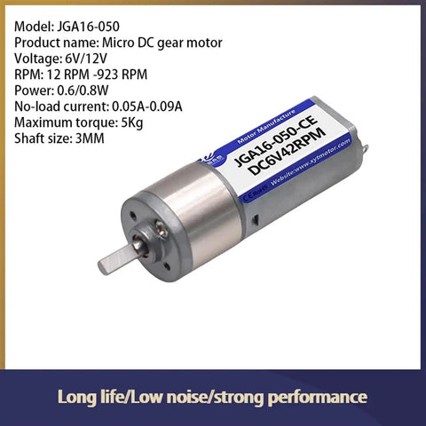 Real Solid 6V And 12V DC Gear Motor Featuring Sweet Speed Reduction 12 To 923 RPM Forward Reverse Drive JGA16 050 compact metal housing