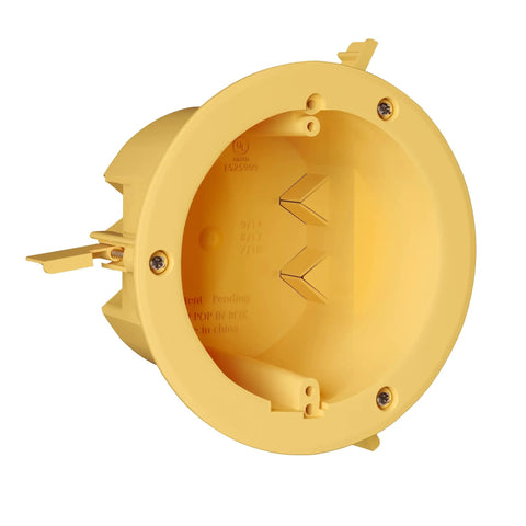 4 Inch Round Electrical Box For Wall Lights Old Work UL Listed PVC 3-Pack Durable In-Wall Box Set For Residential And Commercial Installations Perfect For Standard 4 Inch Cutouts in yellow PVC material