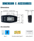 Cordless Vibration Hour Meter With Wireless Sensor Adjustable Sensitivity Levels Low Medium High Accurate Runtime Tracking And Triple Timer Alerts, 66.7mm x 32.7mm