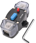 Badass 150 Amp Circuit Breaker With Manual Reset Waterproof Inline Fuse Protector For Marine Trolling Motors Boat And Atv Rigs Rig Ready Surface Mount 12V To 48V Dc No Sweat Engine Protection, showing button and cover.