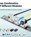 One Port Metal DIN Rail Mounting Module For Snap In Keystone Jacks Attaches To Standard 35 Millimeter DIN Rail With No Tools