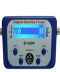 Portable Satellite Signal Meter For Campers With LCD Backlit Display And Compass Built In Amplifier Attenuation Control And Audible Buzzer Easy Setup For Dish Network DirecTV And FTA Receivers While On The Go, front view with LCD and compass.