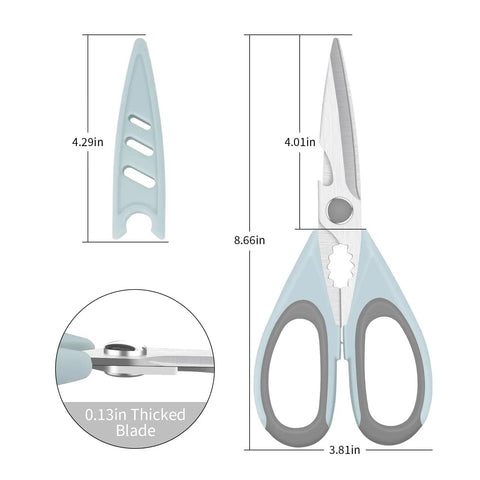 Left Handed Kitchen Scissors For Meat And Poultry, Beefy Multifunctional Heavy Duty Safe Food Shears, Stainless Steel, Razor Sharp For Cutting Fish, Deboning, Scaling, And Veggie Prep, 8.66in, 0.13in blade, with sheath