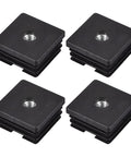 Four Pack M8 Threaded Inserts For One And A Half Inch Square Tube Black Plastic Plug Caster Inserts For Chair End Caps And Furniture Leg Plugs With Inner Height Fifteen Millimeters And Outer Height Twenty Millimeters