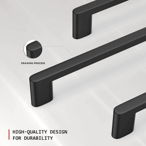 10 Pack 5 Inch Matte Black Cabinet Pulls For Kitchen Cabinets, Dresser Drawers, And Cupboards, Modern Square Aluminum Alloy Handles, Easy Install, Durable Hardware, Sleek Upgrade For Your Furniture And Home Decor.