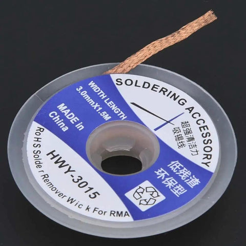 Desoldering Wick 1.5m Long For Electronics Solder Removal, Pro Grade PCB Repair Wick With Multiple Sizes From 1.5mm To 3.5mm spool